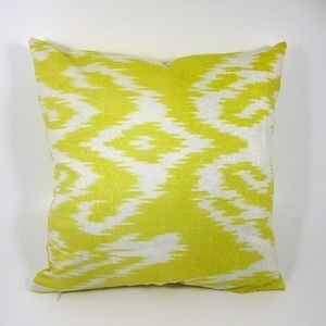 Lemon yellow pillowcase ikat print